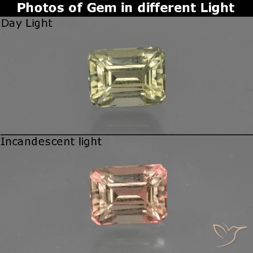 Diaspore Couleur Changeant Jaune clair naturelle Octogone / coupe Émeraude, 0.75 ct, VS-SI