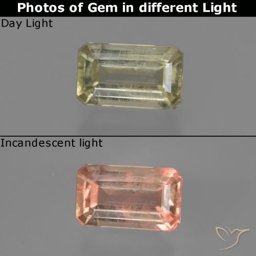 0.80ct Naturel Jaune clair Diaspore Couleur Changeant, Taille émeraude, VS