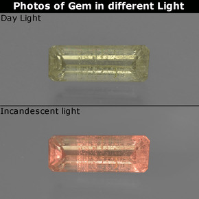 Diaspore à changement de couleur de couleur changeante naturelle taille émeraude, 0,81 ct, VS-SI