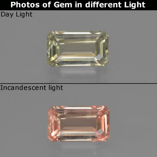 Diaspore à changement de couleur jaune naturelle taille émeraude, 0,86 ct, VS