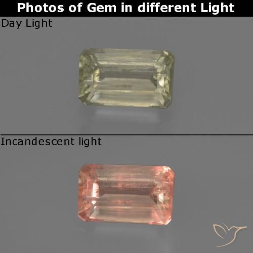 Diaspore Couleur Changeant Jaune clair naturelle Octogone / coupe Émeraude, 0.87 ct, SI