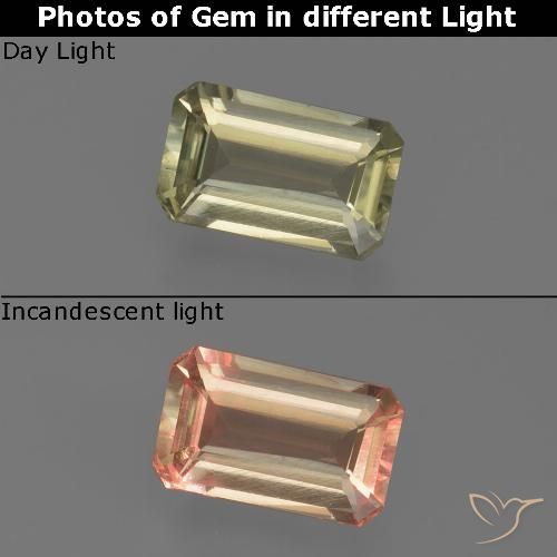 0.81ct Naturel Jaune clair Diaspore Couleur Changeant, Taille émeraude, VS