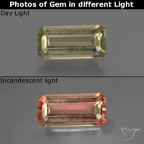 Diaspore Couleur Changeant Jaune moyen naturelle Octogone / coupe Émeraude, 0.91 ct, VS