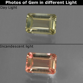 Diaspore à changement de couleur multicolore naturelle taille émeraude, 0,63 ct, VVS-VS