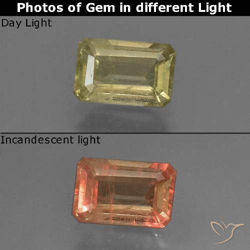 Diaspore Couleur Changeant Jaune pâle naturelle Octogone / coupe Émeraude, 0.97 ct, VS-SI