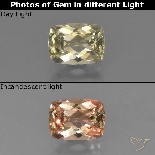 0.92ct Naturel Jaune très clair Diaspore Couleur Changeant, Coussin, VS