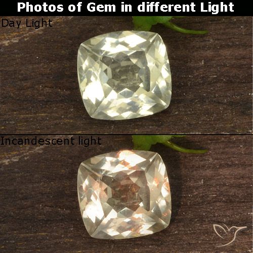0.76ct Naturel Jaune très clair Diaspore Couleur Changeant, Coussin, VS