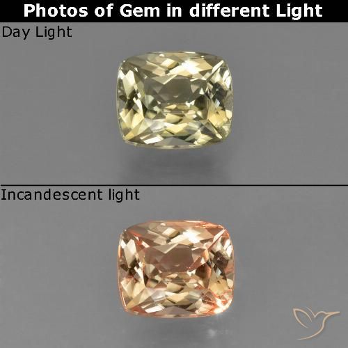 0.88ct Naturel Jaune moelleux Diaspore Couleur Changeant, Coussin, VS