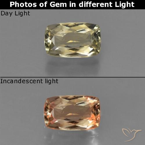 0.82ct Naturel Jaune moyen Diaspore Couleur Changeant, Coussin, VS
