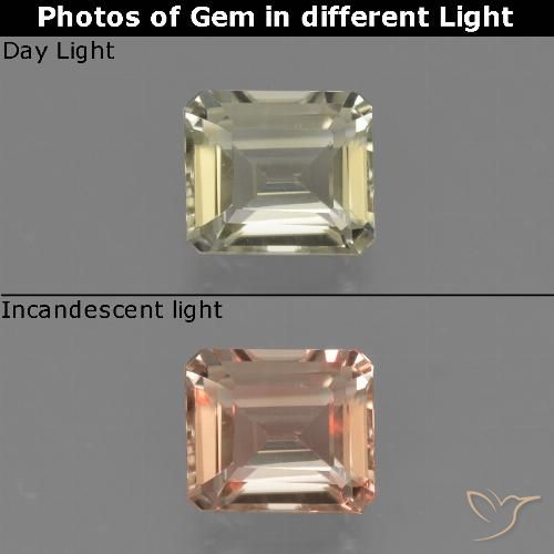 Diaspore Couleur Changeant Jaune très clair naturelle Octogone / coupe Émeraude, 0.89 ct, VS