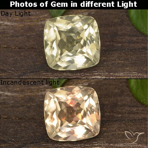 0.70ct Naturel Jaune pâle Diaspore Couleur Changeant, Coussin, VS