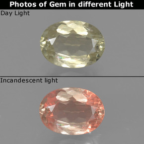 Diaspore Couleur Changeant Jaune clair naturelle Coupe ovale, 0.90 ct, VS-SI