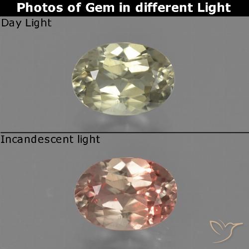 0.73ct Naturel Jaune clair Diaspore Couleur Changeant, ovale, VS