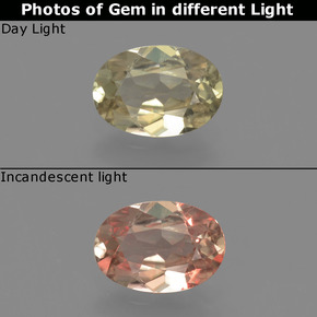 Diaspore Couleur Changeant Jaune brunâtre naturelle Coupe ovale, 0.73 ct, VVS-VS