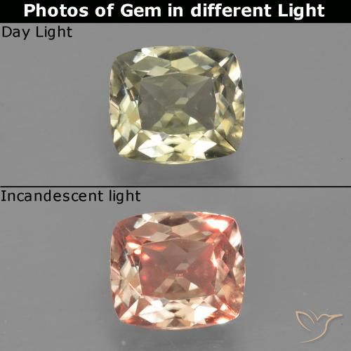 0.86ct Naturel Jaune clair Diaspore Couleur Changeant, Coussin, VVS-VS