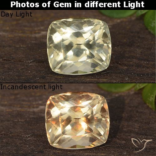 0.66ct Naturel Jaune pâle Diaspore Couleur Changeant, Coussin, VVS-VS