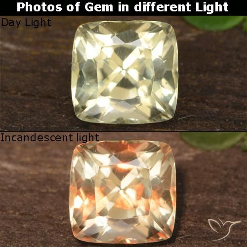 0.87ct Naturel Jaune clair Diaspore Couleur Changeant, Coussin, VVS-VS