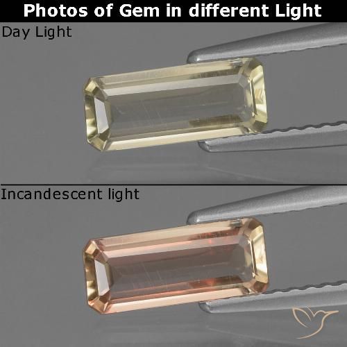 Diaspore Couleur Changeant Jaune pâle naturelle Octogone / coupe Émeraude, 0.84 ct, VVS-VS