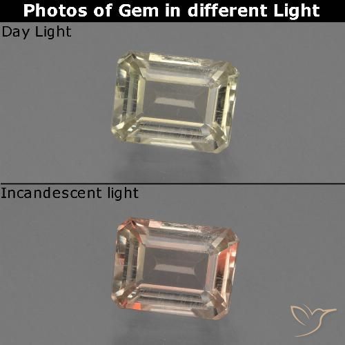 0.80ct Naturel Jaune clair Diaspore Couleur Changeant, Taille émeraude, VS