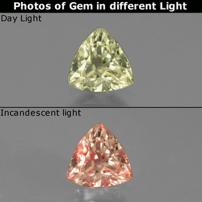 Diaspore à changement de couleur de couleur changeante naturelle trillion, 0,88 ct, VS