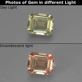 Diaspore à changement de couleur multicolore naturelle taille émeraude, 0,88 ct, VVS-VS