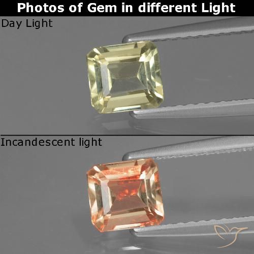 0.80ct Naturel Beige jaune Diaspore Couleur Changeant, Taille émeraude, VS