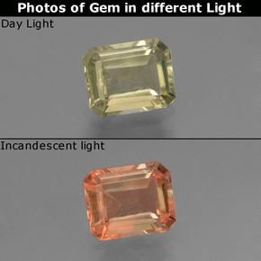 Diaspore à changement de couleur de couleur changeante naturelle taille émeraude, 1,17 ct, VS