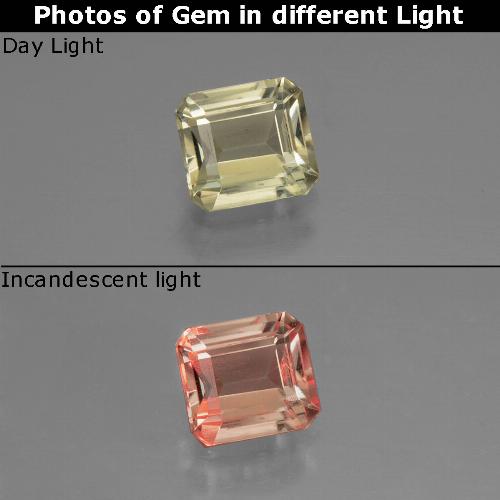 Diaspore à changement de couleur jaune naturelle taille émeraude, 0,74 ct, VVS-VS