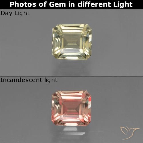 Diaspore Couleur Changeant Jaune doré clair naturelle Taille émeraude, 0.85 ct, VVS-VS