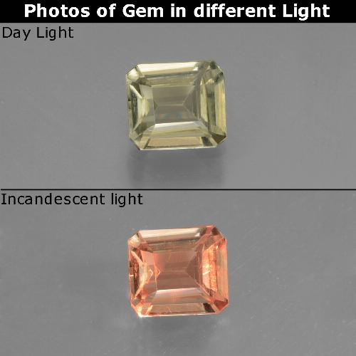 Diaspore Couleur Changeant Beige jaune naturelle Taille émeraude, 0.74 ct, VVS-VS