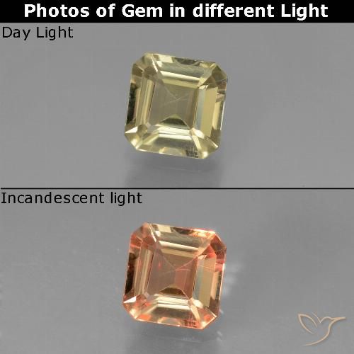 0.84ct Naturel Jaune terreux Diaspore Couleur Changeant, Taille émeraude, VVS-VS