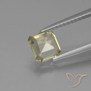 Diaspore Couleur Changeant Jaune très pâle naturelle Octogone / coupe Émeraude, 1.04 ct, VVS-VS