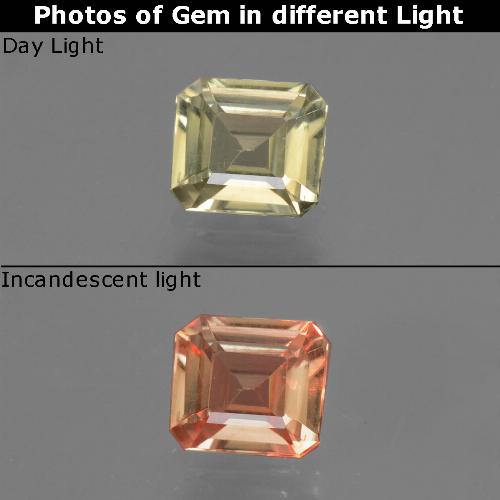 Diaspore Couleur Changeant Jaune très clair naturelle Taille émeraude, 0.72 ct, VVS-VS