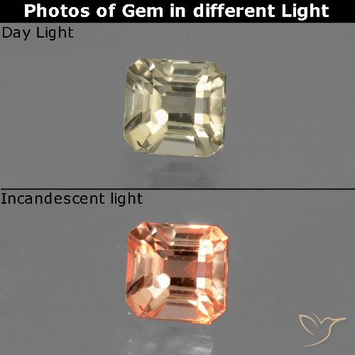 Diaspore Couleur Changeant Jaune très clair naturelle Octogone / coupe Émeraude, 0.77 ct, VS