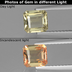 Diaspore à changement de couleur de couleur changeante naturelle taille émeraude, 0,99 ct, VVS-VS