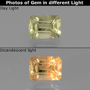Diaspore à changement de couleur de couleur changeante naturelle taille émeraude, 1,01 ct, VS