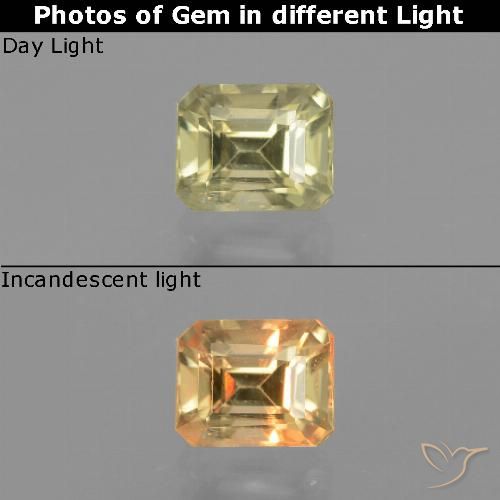 Diaspore Couleur Changeant Jaune clair naturelle Octogone / coupe Émeraude, 0.87 ct, VS