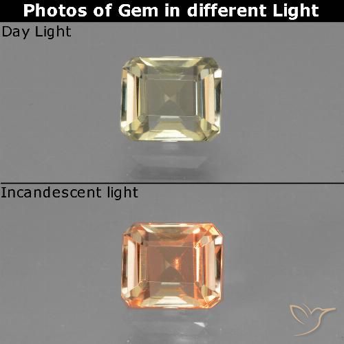 Diaspore Couleur Changeant Jaune pâle naturelle Octogone / coupe Émeraude, 0.95 ct, VVS-VS