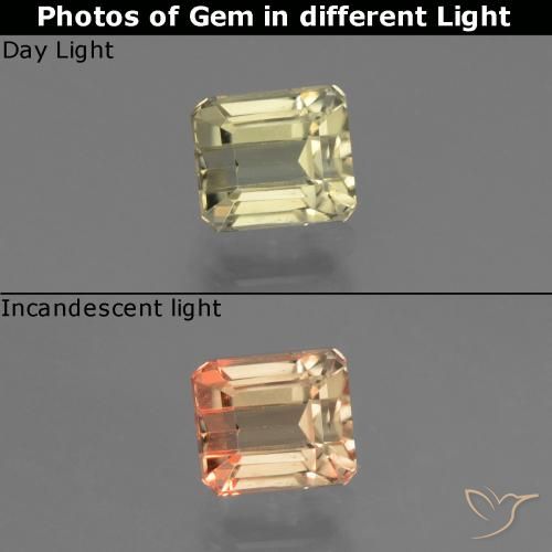 1.07ct Naturel Jaune très clair Diaspore Couleur Changeant, Taille émeraude, VS
