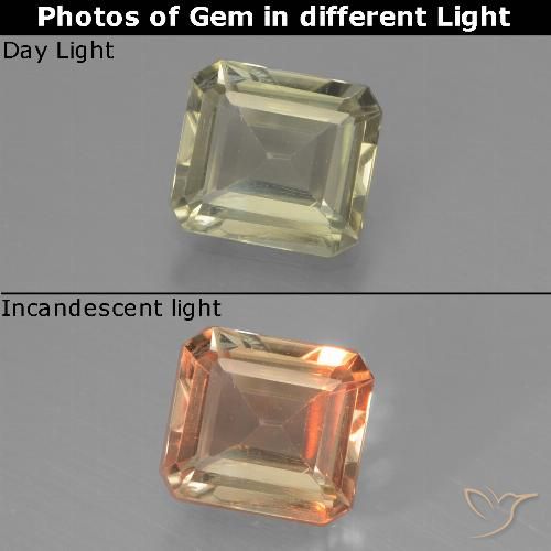 Diaspore Couleur Changeant Jaune très pâle naturelle Octogone / coupe Émeraude, 0.95 ct, VS