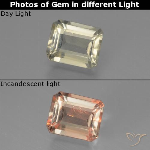 Diaspore Couleur Changeant Jaune très clair naturelle Octogone / coupe Émeraude, 0.85 ct, VS