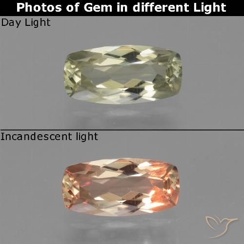 1.08ct Naturel Jaune très clair Diaspore Couleur Changeant, Coussin, VVS