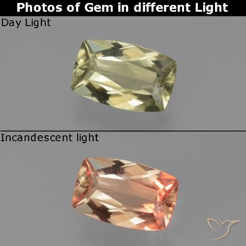 1.05ct Naturel Jaune doré très clair Diaspore Couleur Changeant, Coussin, VVS-VS