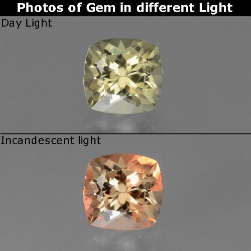 Diaspore Couleur Changeant Beige jaune naturelle Coupe coussin, 0.94 ct, VS