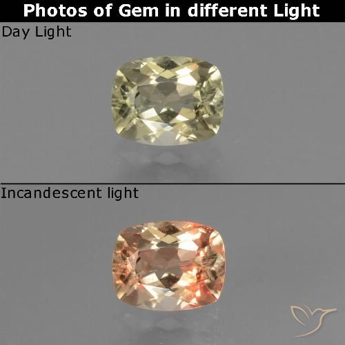 Diaspore Couleur Changeant Jaune très clair naturelle Coussin, 0.72 ct, VS