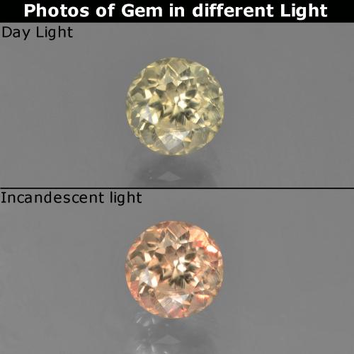 Diaspore Couleur Changeant Jaune très clair naturelle Coupe roude, 0.68 ct, VS