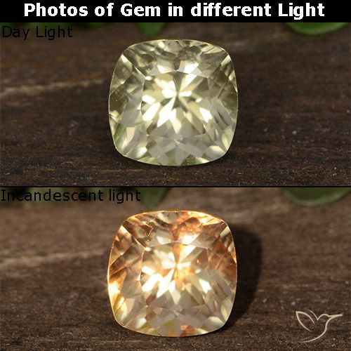 0.80ct Naturel Jaune moelleux Diaspore Couleur Changeant, Coussin, VVS-VS