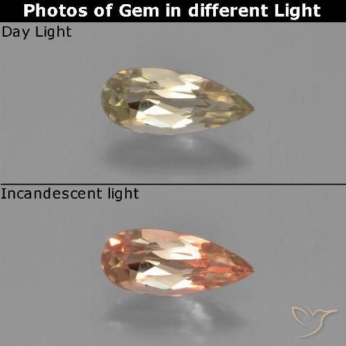 0.70ct Naturel Jaune terreux Diaspore Couleur Changeant, En forme de poire, VVS-VS