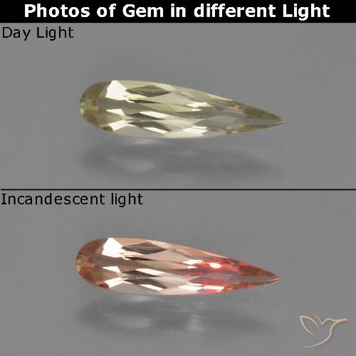 0.82ct Naturel Jaune terreux Diaspore Couleur Changeant, En forme de poire, VVS-VS