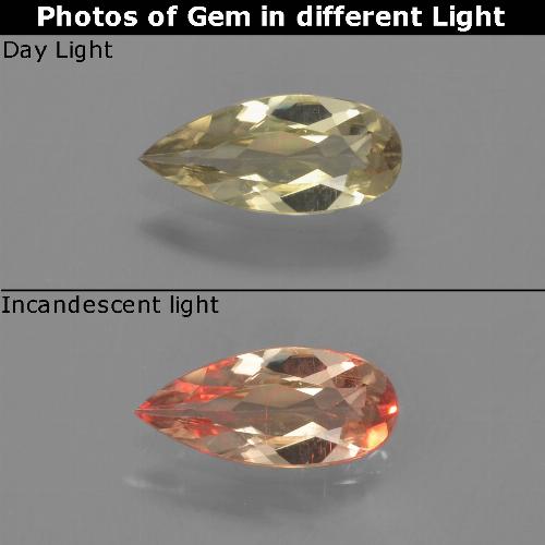 Diaspore à changement de couleur jaune naturelle en forme de poire, 0,61 ct, VVS-VS